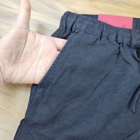 ☔️🔺️NWT Merona Black Linen Wide Leg Pants XSmall - Picture 10 of 11